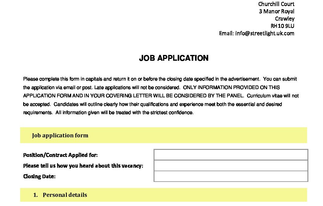 4. JOB APPLICATION FORM 2022 StreetlightUK